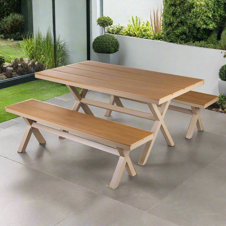 Polywood Rectangular Table and Bench Set