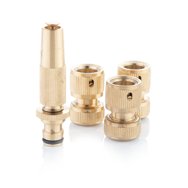 Alfresia Set of 4 Universal Brass Hose Fitting Connectors
